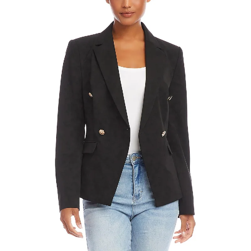 Womens Shoulder Pads Fitted One-Button Blazer