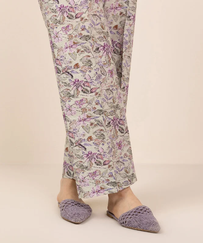 Printed Khaddar Straight Pants