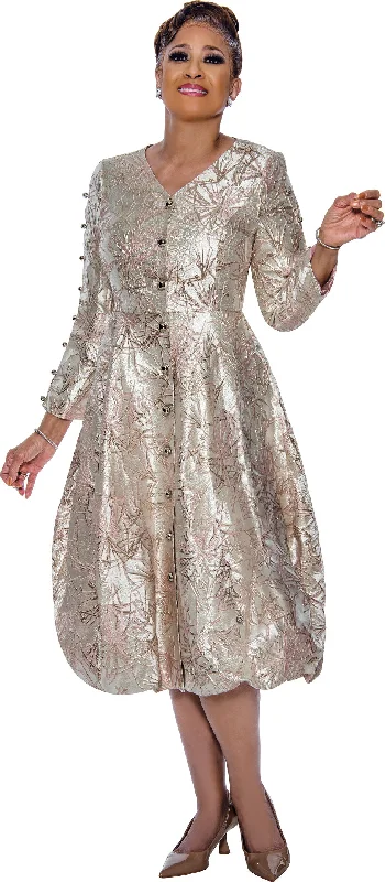 Divine Apparel DCC5441 Long Sleeve Mother of the Bride Button Dress