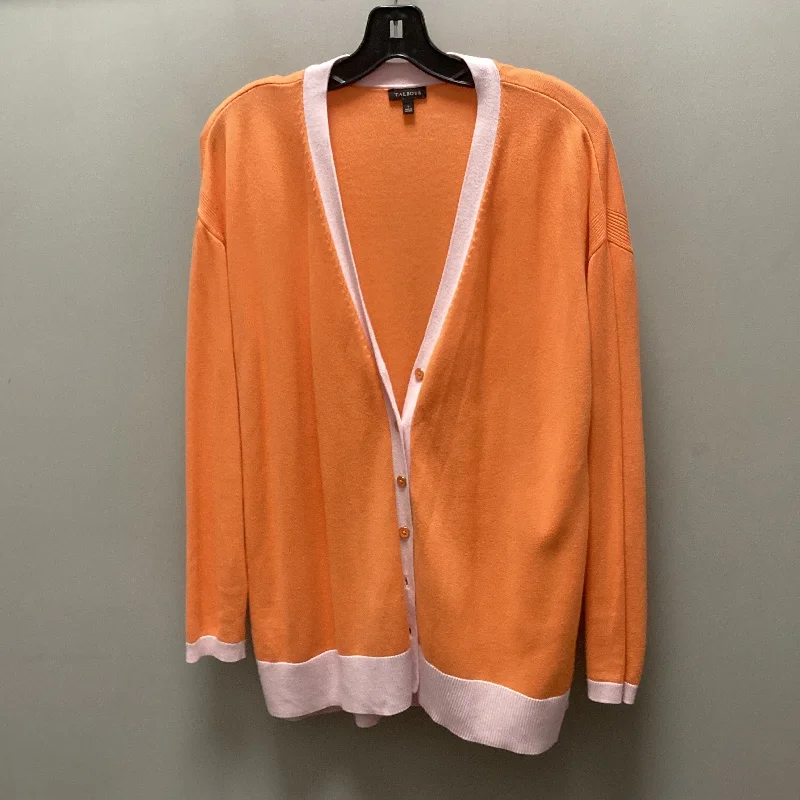 Sweater Cardigan By Talbots In Orange, Size: L