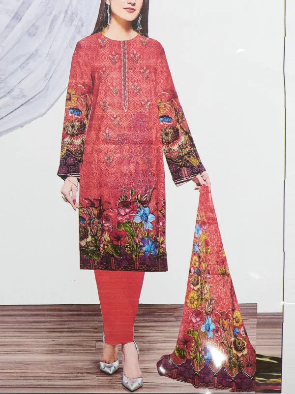 WU18 3Pcs Unstitched Digital Printed Lawn Suit For Women 90