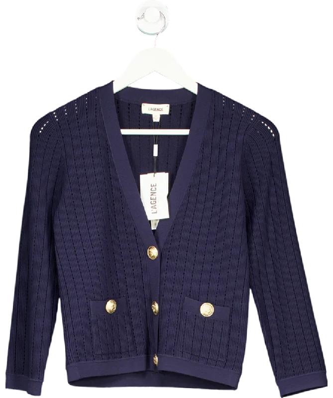 L'agence Blue Irvin Pointell Knit Cardigan UK M