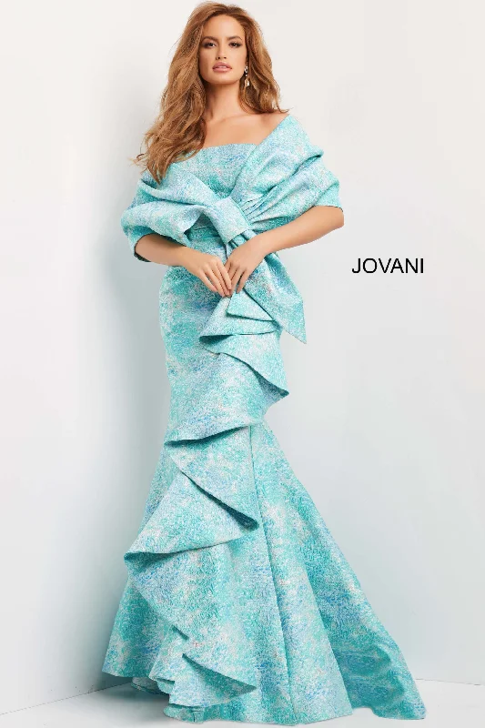 Jovani 08093 Long Mermaid Ruffle Formal Evening Prom Dress