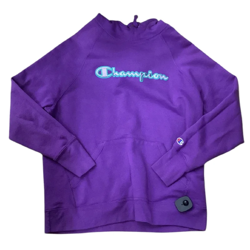 Athletic Sweatshirt Hoodie By Champion In Purple, Size: L