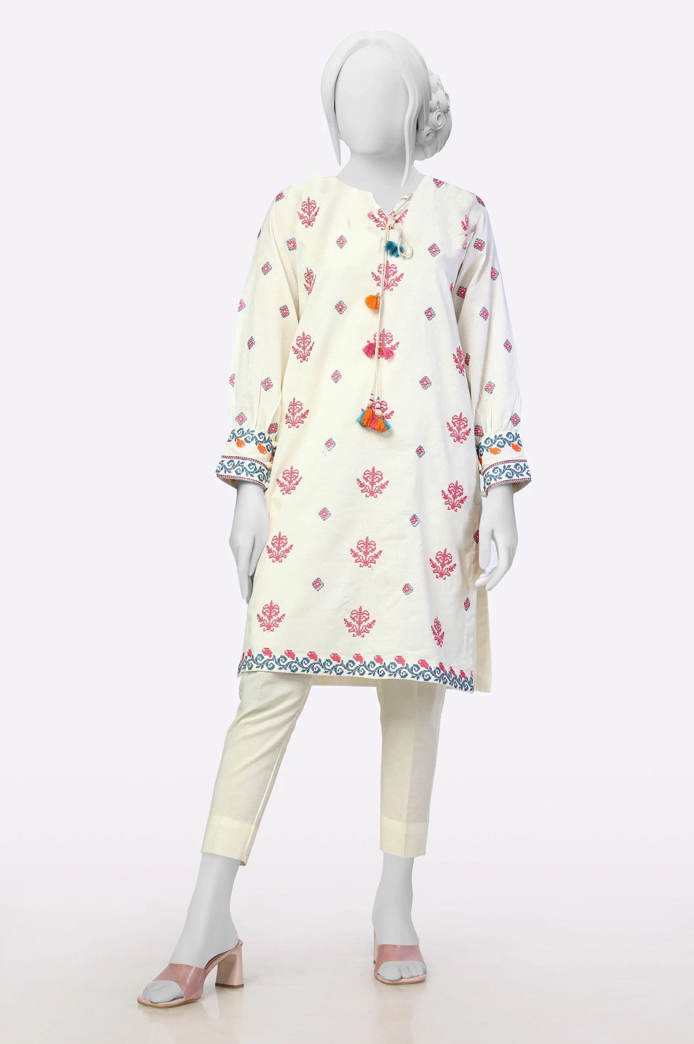 White Embroidered Kurti