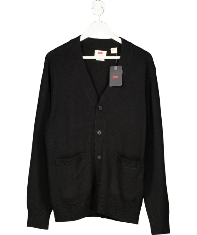 levis Black Richmond Wool Blend Cardigan With Pockets UK M