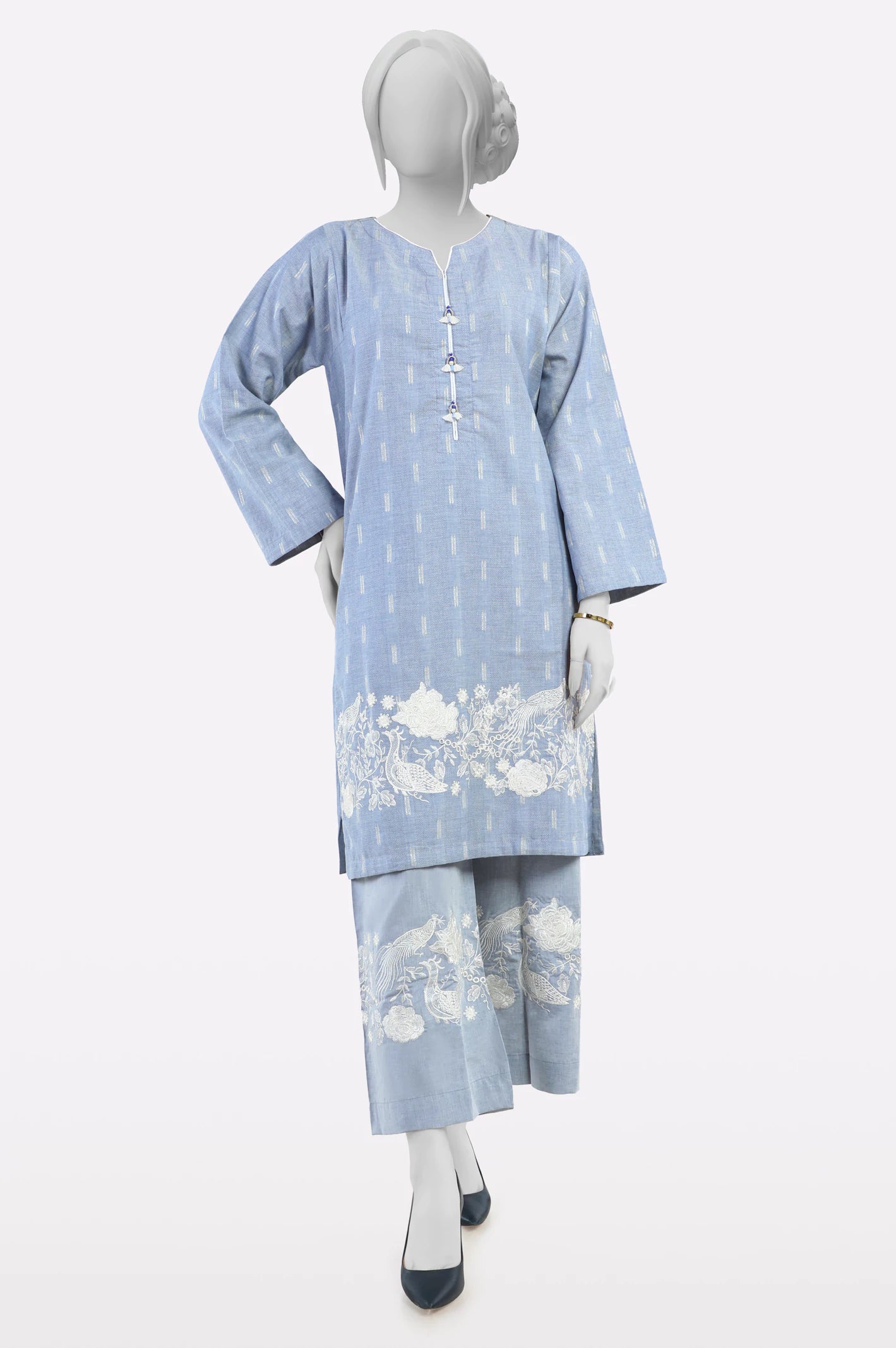 Blue Embroidered 2PC