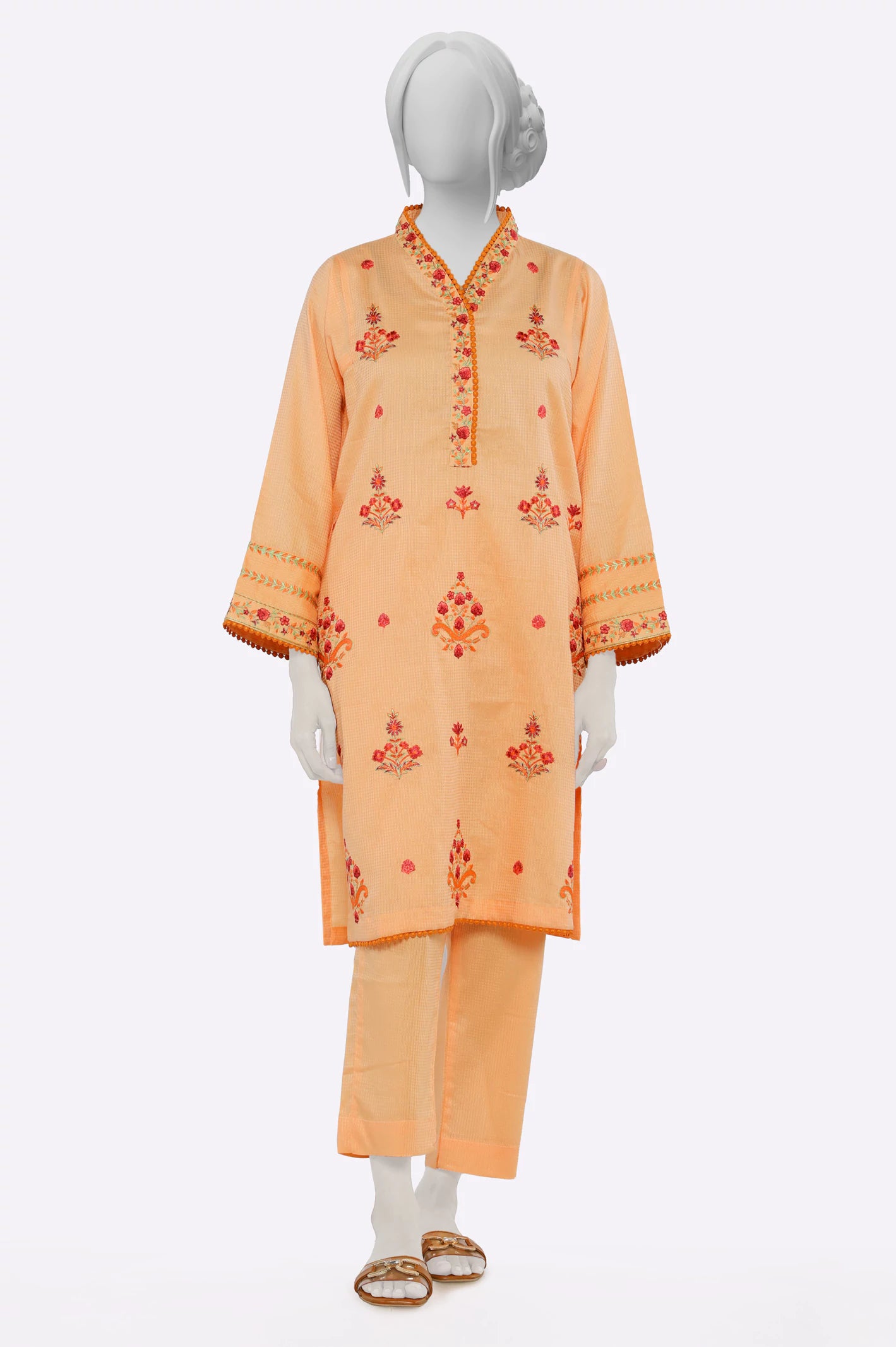 Peach Embroidered 2PC