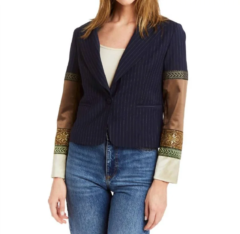 Blossom Blazer In Moroccan  Stripe Navy