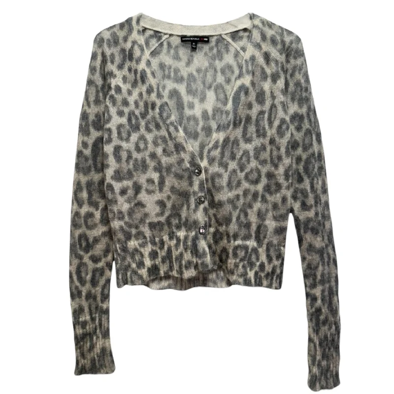 Mohair Blend Sweater Cardigan By Banana Republic In Animal Print, Size: M