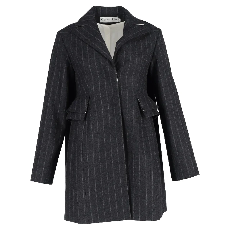 Christian Dior Pinstripe Single-Breasted Blazer in Grey Wool