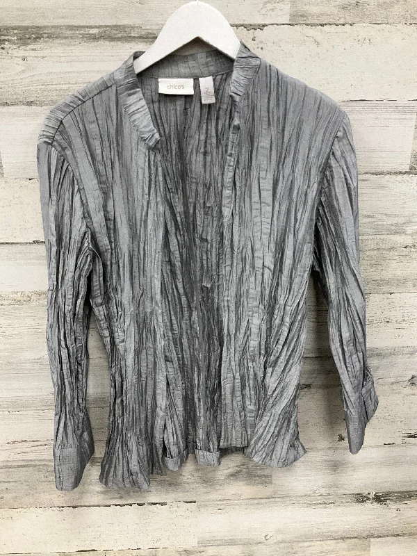 Cardigan By Chicos In Silver, Size: L