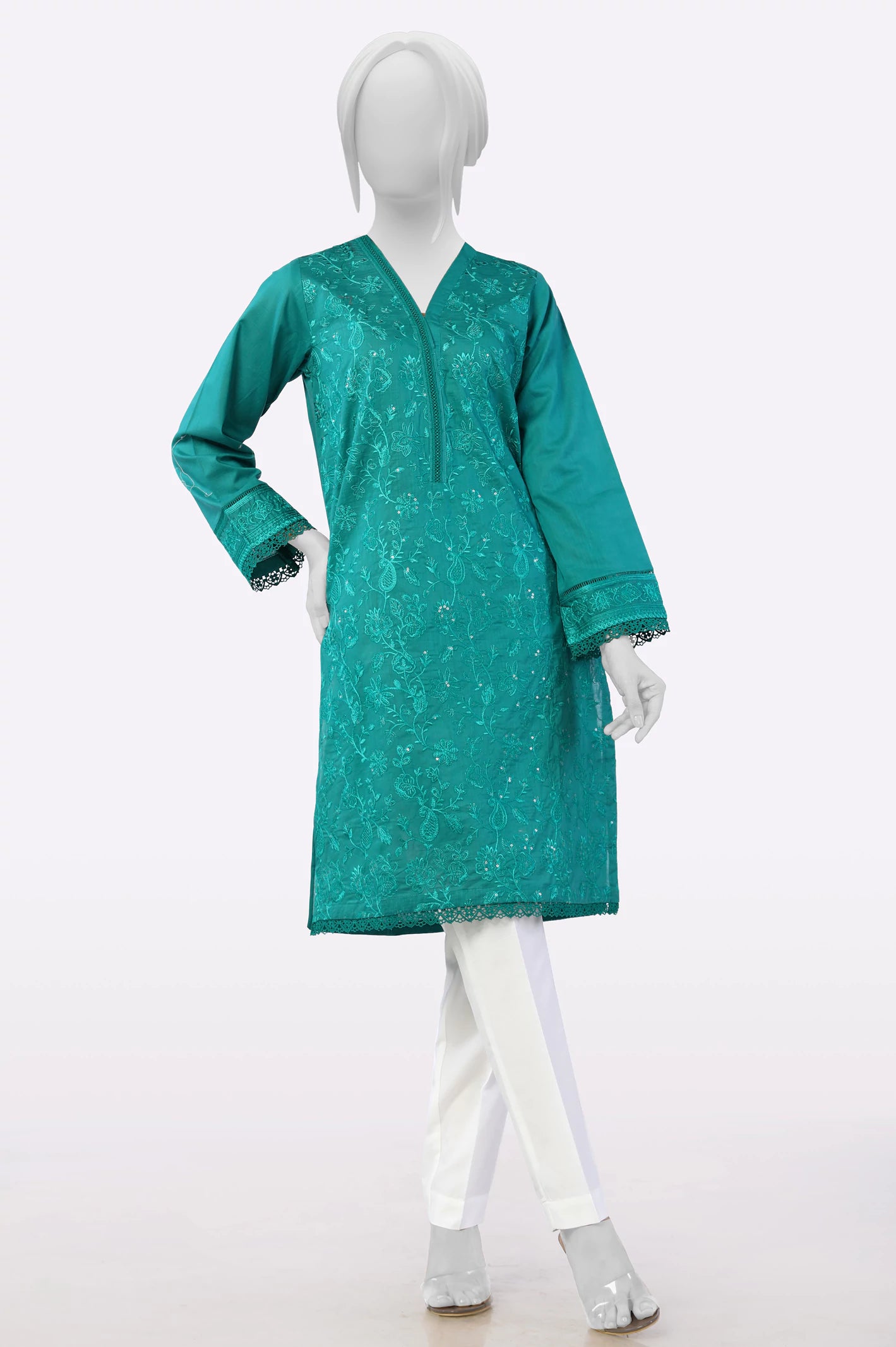 Green Embroidered Kurti