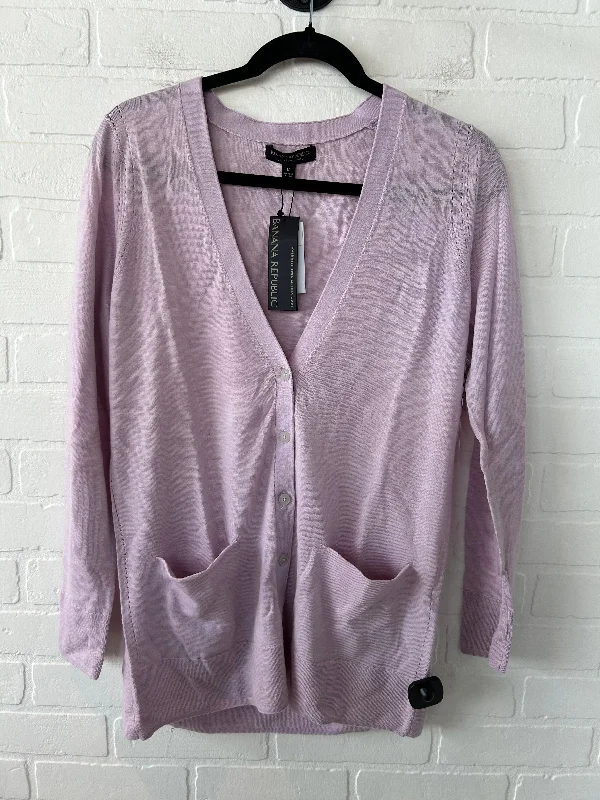 Sweater Cardigan By Banana Republic In Purple, Size: M