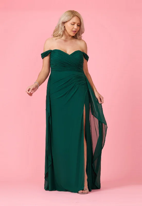 Off Shoulder Long Formal Evening Dress Emerald