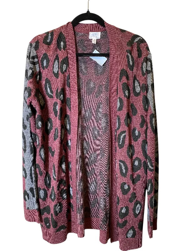 Cardigan By Time And Tru In Animal Print, Size: Xl