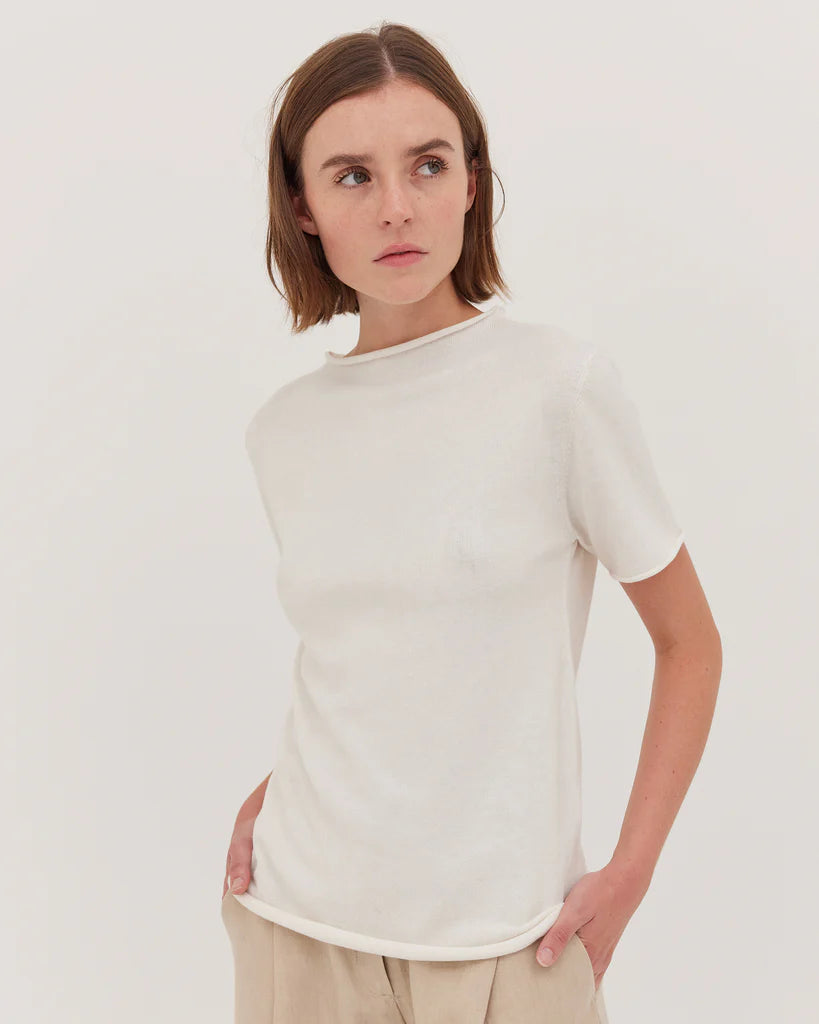 Cloth & Co Funnel Neck Tee - White