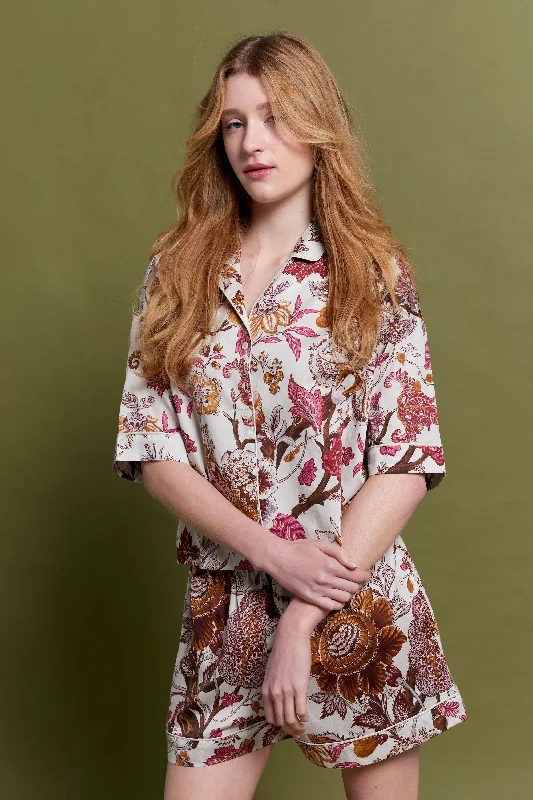 Papinelle x Karen Walker Edwardian Floral Boxer PJ Set - Macadamia