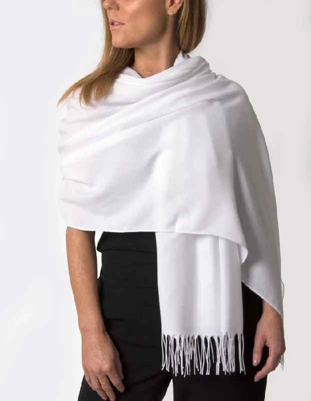 White Pashmina Shawl Wrap Scarf