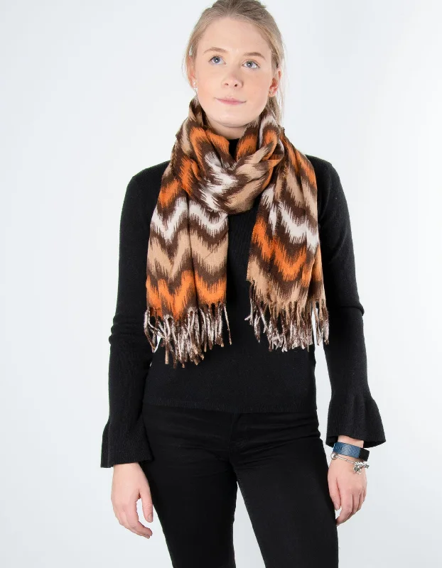 Zig Zag Scarf | Orange / Beige