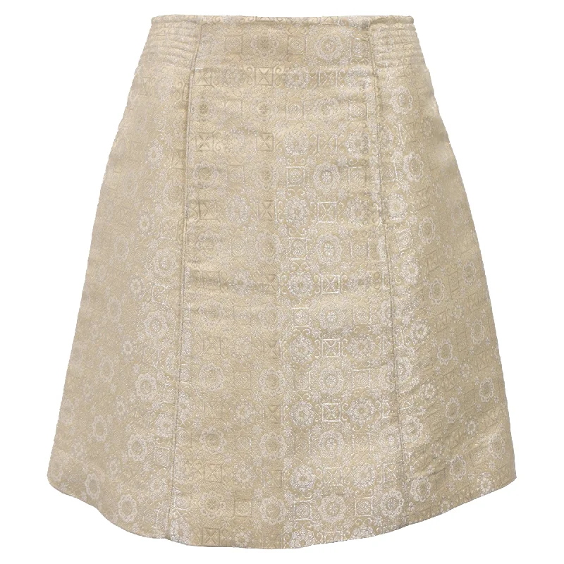 Chloé Printed Mini High-Waisted A-Line Skirt in Nude Polyester