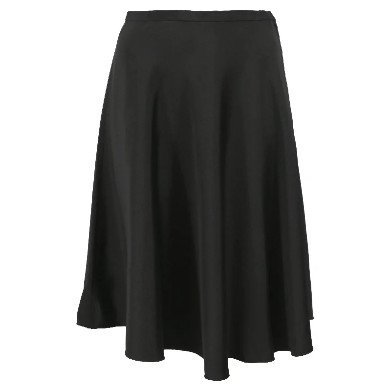 Dolce & Gabbana Knee-Length High-Waisted Flared Skirt in Black Acetate