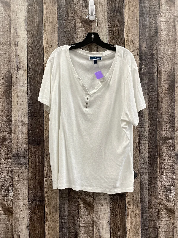 White Top Short Sleeve Karen Scott, Size 2x