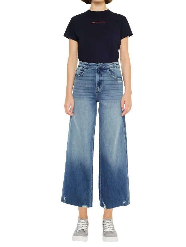 High Rise Cropped Wide Leg Jeans In Medium