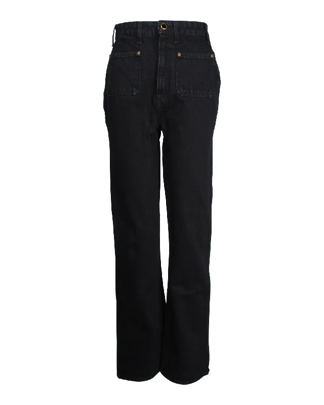 Khaite Isabella Rigid Straight Leg Jeans in Black Cotton