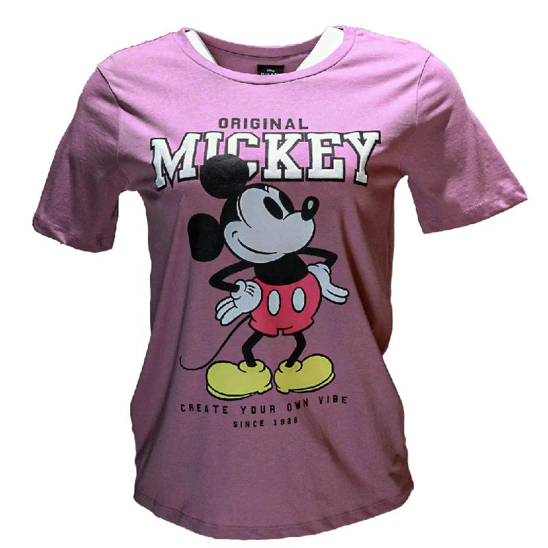 Mauve Mickey Printed T Shirt