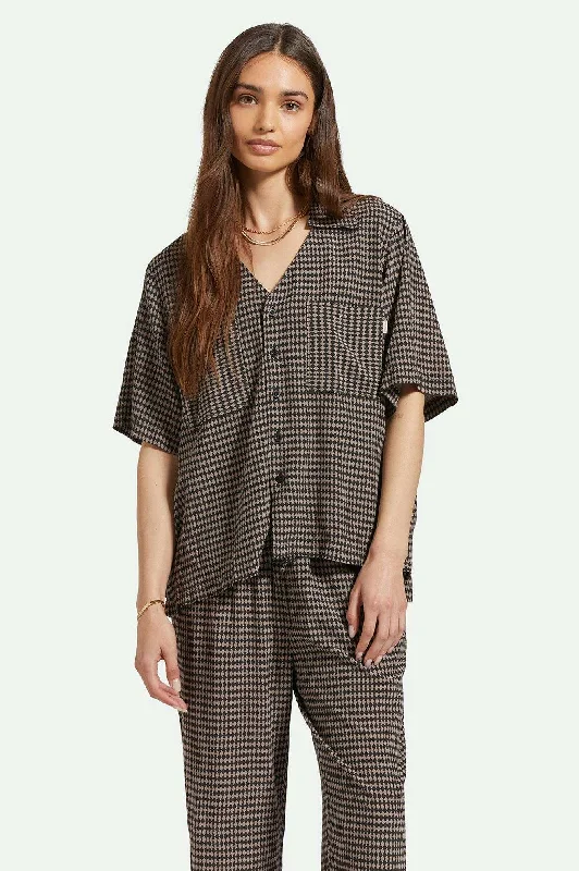 Hudson Lounge S/S Woven Shirt - Washed Black/Cinder Grey Diamond Check