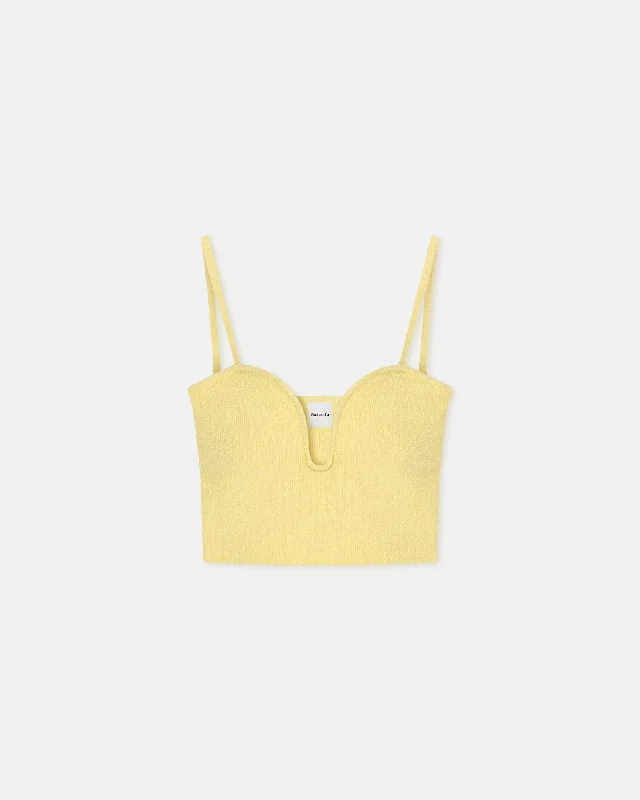 Zue - Terry-Knit Top - Pastel Yellow