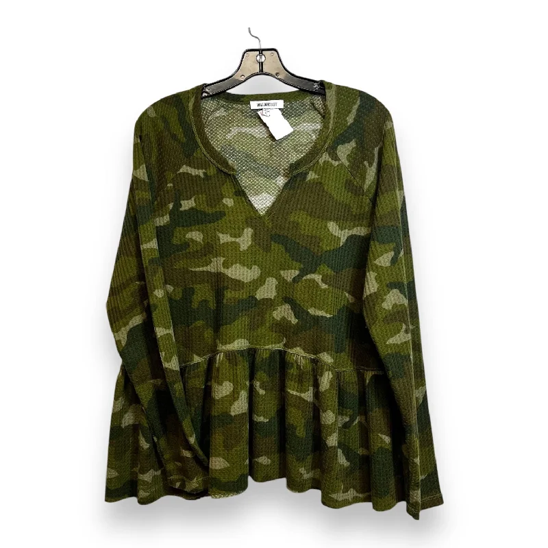 Top Long Sleeve By William Rast In Camoflauge, Size: Xl