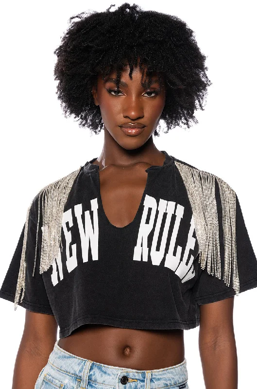 NEW RULES RHINESTONE DETAIL OVERSIZED TSHIRT