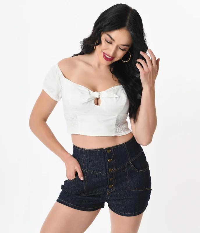 Unique Vintage 1960s White Turner Crop Top